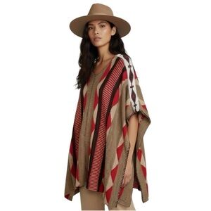 Double RL RRL Ralph Lauren Hand Knit Beaded Southwestern Poncho XS/S $2500